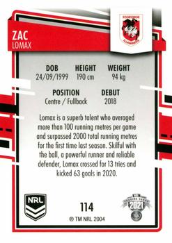 2021 NRL Elite #114 Zac Lomax Back
